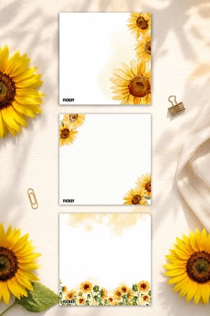 Çiçek Bloknot - 9*9 cm Ebat- 50 Yaprak - Notepad - Memopad - Çizgisiz Not Kağıdı- To Do List