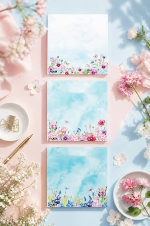 Çiçek Bloknot - 9*9 cm Ebat- 50 Yaprak - Notepad - Memopad - Çizgisiz Not Kağıdı- To Do List