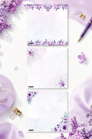 Çiçek Bloknot - 9*9 cm Ebat- 50 Yaprak - Notepad - Memopad - Çizgisiz Not Kağıdı- To Do List
