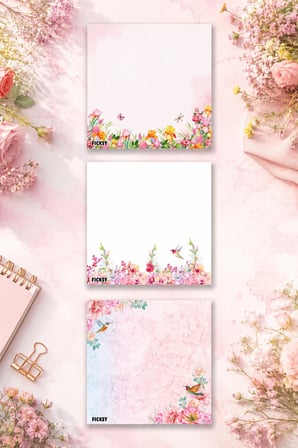 Çiçek Bloknot - 9*9 cm Ebat- 50 Yaprak - Notepad - Memopad - Çizgisiz Not Kağıdı- To Do List
