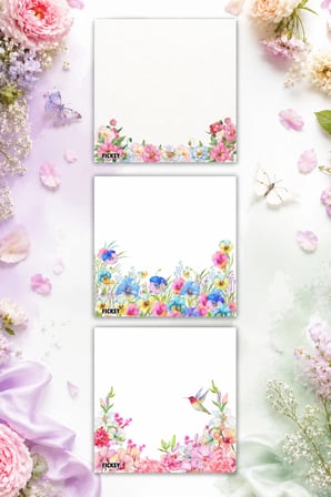 Çiçek Bloknot - 9*9 cm Ebat- 50 Yaprak - Notepad - Memopad - Çizgisiz Not Kağıdı- To Do List