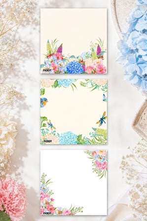 Çiçek Bloknot - 9*9 cm Ebat- 50 Yaprak - Notepad - Memopad - Çizgisiz Not Kağıdı- To Do List