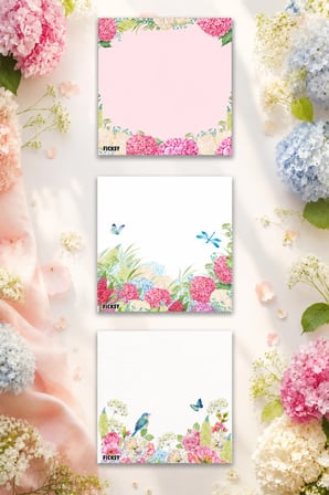 Çiçek Bloknot - 9*9 cm Ebat- 50 Yaprak - Notepad - Memopad - Çizgisiz Not Kağıdı- To Do List