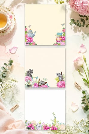Çiçek Bloknot - 9*9 cm Ebat- 50 Yaprak - Notepad - Memopad - Çizgisiz Not Kağıdı- To Do List