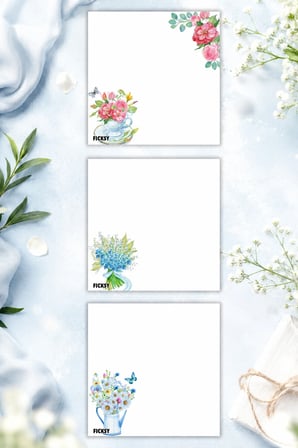 Çiçek Bloknot - 9*9 cm Ebat- 50 Yaprak - Notepad - Memopad - Çizgisiz Not Kağıdı- To Do List