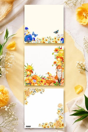 Çiçek Bloknot - 9*9 cm Ebat- 50 Yaprak - Notepad - Memopad - Çizgisiz Not Kağıdı- To Do List