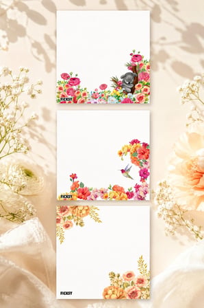 Çiçek Bloknot - 9*9 cm Ebat- 50 Yaprak - Notepad - Memopad - Çizgisiz Not Kağıdı- To Do List