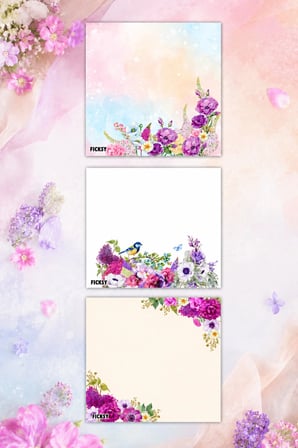 Çiçek Bloknot - 9*9 cm Ebat- 50 Yaprak - Notepad - Memopad - Çizgisiz Not Kağıdı- To Do List