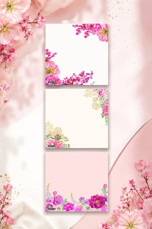 Çiçek Bloknot - 9*9 cm Ebat- 50 Yaprak - Notepad - Memopad - Çizgisiz Not Kağıdı- To Do List
