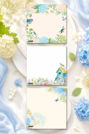 Çiçek Bloknot - 9*9 cm Ebat- 50 Yaprak - Notepad - Memopad - Çizgisiz Not Kağıdı- To Do List