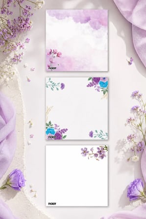 Çiçek Bloknot - 9*9 cm Ebat- 50 Yaprak - Notepad - Memopad - Çizgisiz Not Kağıdı- To Do List
