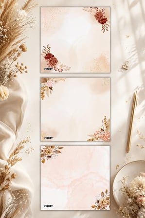 Çiçek Bloknot - 9*9 cm Ebat- 50 Yaprak - Notepad - Memopad - Çizgisiz Not Kağıdı- To Do List