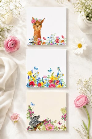 Çiçek Bloknot - 9*9 cm Ebat- 50 Yaprak - Notepad - Memopad - Çizgisiz Not Kağıdı- To Do List