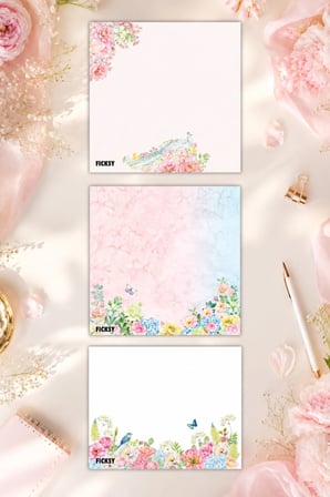 Çiçek Bloknot - 9*9 cm Ebat- 50 Yaprak - Notepad - Memopad - Çizgisiz Not Kağıdı- To Do List