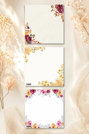 Çiçek Bloknot - 9*9 cm Ebat- 50 Yaprak - Notepad - Memopad - Çizgisiz Not Kağıdı- To Do List