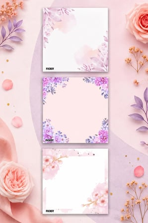 Çiçek Bloknot - 9*9 cm Ebat- 50 Yaprak - Notepad - Memopad - Çizgisiz Not Kağıdı- To Do List