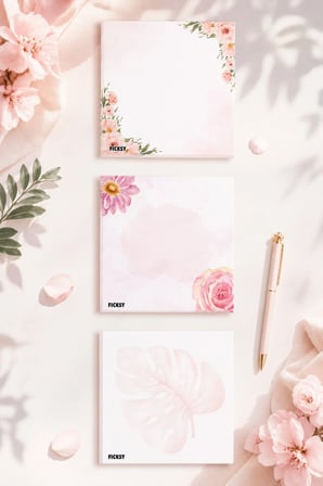 Çiçek Bloknot - 9*9 cm Ebat- 50 Yaprak - Notepad - Memopad - Çizgisiz Not Kağıdı- To Do List