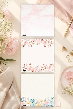 Çiçek Bloknot - 9*9 cm Ebat- 50 Yaprak - Notepad - Memopad - Çizgisiz Not Kağıdı- To Do List