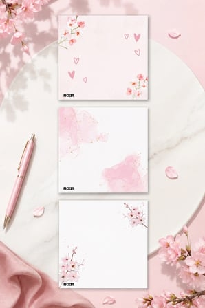 Çiçek Bloknot - 9*9 cm Ebat- 50 Yaprak - Notepad - Memopad - Çizgisiz Not Kağıdı- To Do List