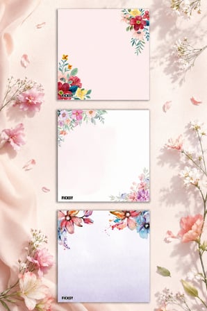 Çiçek Bloknot - 9*9 cm Ebat- 50 Yaprak - Notepad - Memopad - Çizgisiz Not Kağıdı- To Do List