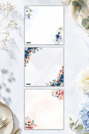Çiçek Bloknot - 9*9 cm Ebat- 50 Yaprak - Notepad - Memopad - Çizgisiz Not Kağıdı- To Do List