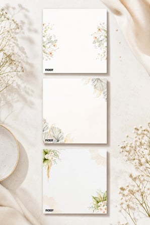 Çiçek Bloknot - 9*9 cm Ebat- 50 Yaprak - Notepad - Memopad - Çizgisiz Not Kağıdı- To Do List