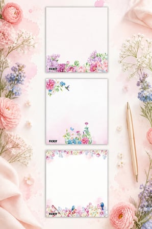 Çiçek Bloknot - 9*9 cm Ebat- 50 Yaprak - Notepad - Memopad - Çizgisiz Not Kağıdı- To Do List