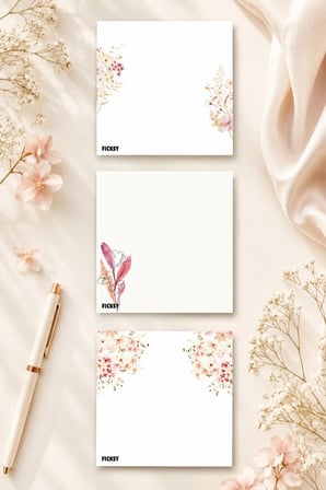 Çiçek Bloknot - 9*9 cm Ebat- 50 Yaprak - Notepad - Memopad - Çizgisiz Not Kağıdı- To Do List