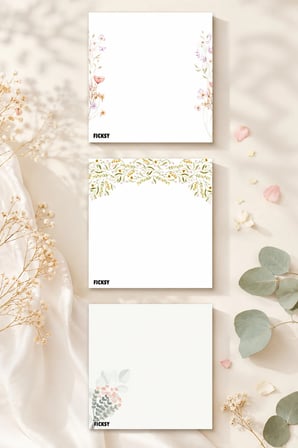 Çiçek Bloknot - 9*9 cm Ebat- 50 Yaprak - Notepad - Memopad - Çizgisiz Not Kağıdı- To Do List