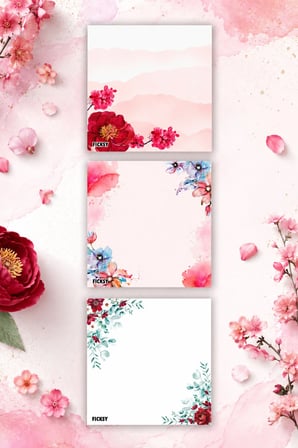 Çiçek Bloknot - 9*9 cm Ebat- 50 Yaprak - Notepad - Memopad - Çizgisiz Not Kağıdı- To Do List