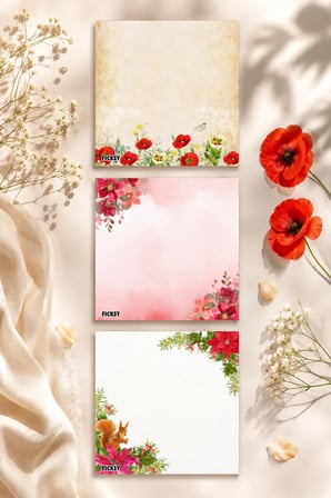 Çiçek Bloknot - 9*9 cm Ebat- 50 Yaprak - Notepad - Memopad - Çizgisiz Not Kağıdı- To Do List