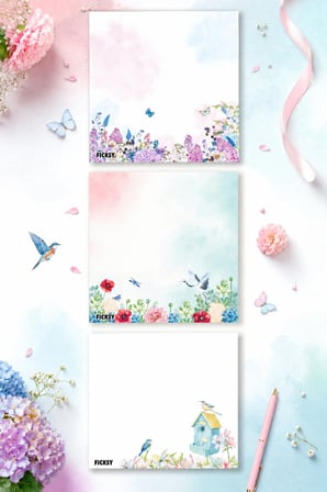 Çiçek Bloknot - 9*9 cm Ebat- 50 Yaprak - Notepad - Memopad - Çizgisiz Not Kağıdı- To Do List
