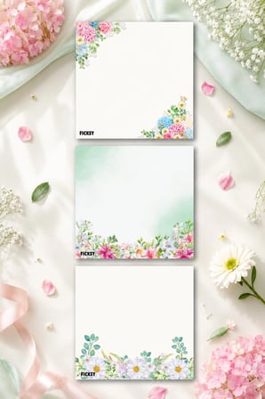 Çiçek Bloknot - 9*9 cm Ebat- 50 Yaprak - Notepad - Memopad - Çizgisiz Not Kağıdı- To Do List