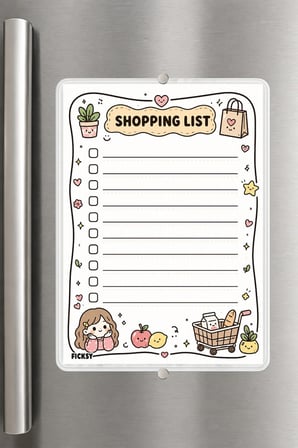 Alışveriş Listesi - A5 - Mıknatıslı - PVC - Buzdolabı Notluk & Masaüstü - Yaz Sil - Planlayıcı