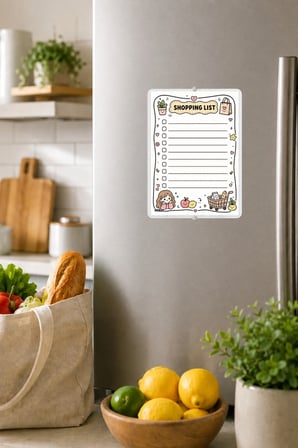 Alışveriş Listesi - A5 - Mıknatıslı - PVC - Buzdolabı Notluk & Masaüstü - Yaz Sil - Planlayıcı