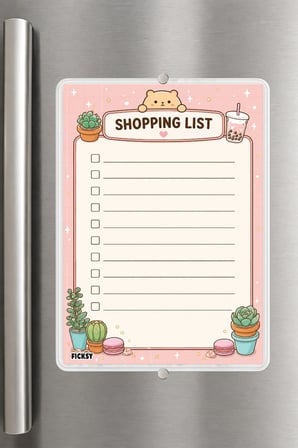 Alışveriş Listesi - A5 - Mıknatıslı - PVC - Buzdolabı Notluk & Masaüstü - Yaz Sil - Planlayıcı