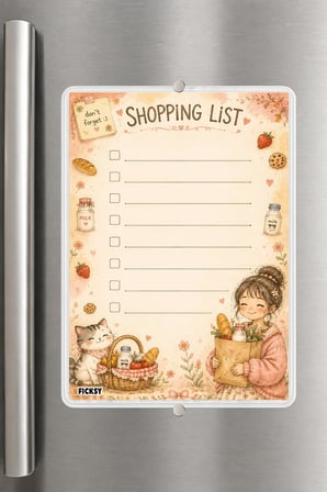 Alışveriş Listesi - A5 - Mıknatıslı - PVC - Buzdolabı Notluk & Masaüstü - Yaz Sil - Planlayıcı