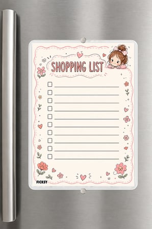 Alışveriş Listesi - A5 - Mıknatıslı - PVC - Buzdolabı Notluk & Masaüstü - Yaz Sil - Planlayıcı