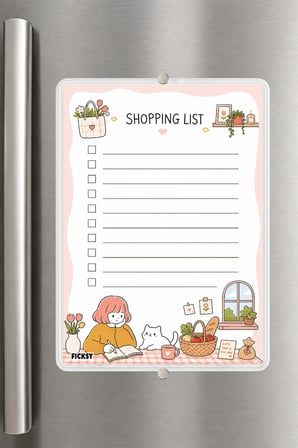 Alışveriş Listesi - A5 - Mıknatıslı - PVC - Buzdolabı Notluk & Masaüstü - Yaz Sil - Planlayıcı