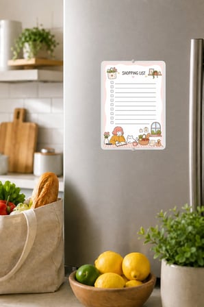 Alışveriş Listesi - A5 - Mıknatıslı - PVC - Buzdolabı Notluk & Masaüstü - Yaz Sil - Planlayıcı