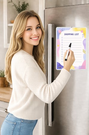 Alışveriş Listesi - A5 - Mıknatıslı - PVC - Buzdolabı Notluk & Masaüstü - Yaz Sil - Planlayıcı