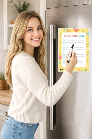 Alışveriş Listesi - A5 - Mıknatıslı - PVC - Buzdolabı Notluk & Masaüstü - Yaz Sil - Planlayıcı
