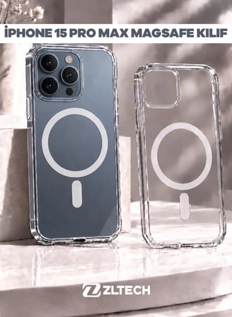 iPhone 15 Pro Max Uyumlu Magsafe Özellikli Sert Şeffaf Kılıf PLASTIC COVER