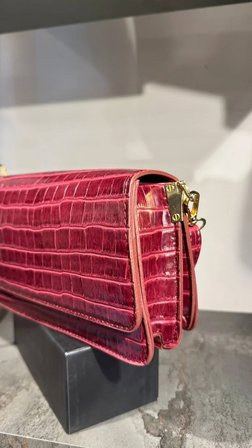 Kroko Desenli 3 Gözlü Günlük Kadın Mini El & Omuz Çantası(24x12)