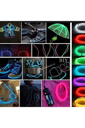 1 Adet El Wire İp Neon Led İçin 3 Modlu Sese Duyarlı Pilli Kumanda