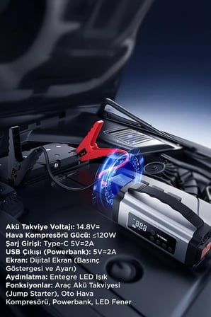 Özel Üretim Araç Hava Kompresörü APS01 Seyahat Aleti Araba Pompası Akış Takviye