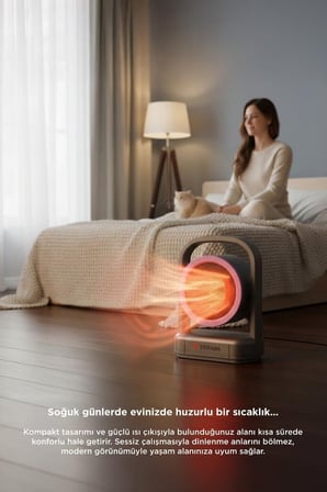Özel Seri Ofis Masaüstü Modern Mini Isıtıcı Fan HT100 Siyah 500W