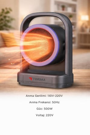 Özel Seri Ofis Masaüstü Modern Mini Isıtıcı Fan HT100 Siyah 500W