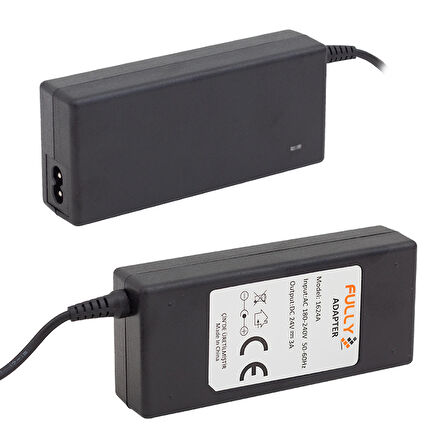FULLY O-1624A 24 VOLT - 3 AMPER 5.5*2.5 UÇLU PLASTİK KASA MASAÜSTÜ ADAPTÖR