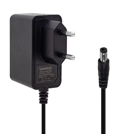 WEKO 12 VOLT - 1 AMPER 5.5*2.5 UÇLU YERLİ ÜRETİM PLASTİK KASA PRİZ TİPİ  ADAPTÖR
